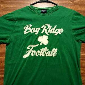 BAY RIDGE FOOTBALL T-SHIRT - Small // American Eagle Retro Tee Green NY Brooklyn